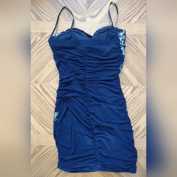 Deb navy blue sparkle mini prom dress - Picture 3 of 7